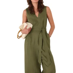 New Belted Linen Jumpsuit Women Jumpsuits