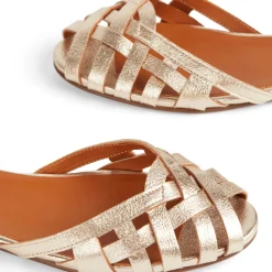 Best Bianca Leather Cage-Front Flat Sandals Women Sandals