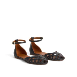 Clearance Bianca Leather Cage-Front Flat Sandals Women Sandals
