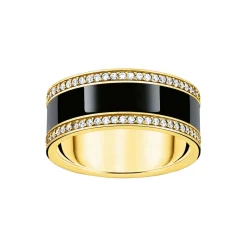 Clearance Black Enamel Embellished Band Ring Women Rings