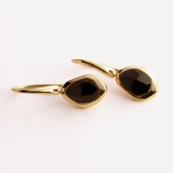 Clearance Black Onyx Pebble Hook Earrings Women Earrings