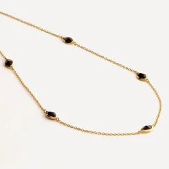 New Black Onyx Stepping Stone Necklace Women Necklaces