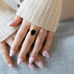 Clearance Black Onyx Stepping Stone Ring Women Rings