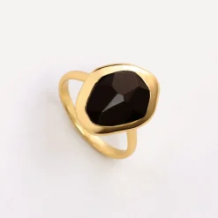 Clearance Black Onyx Stepping Stone Ring Women Rings