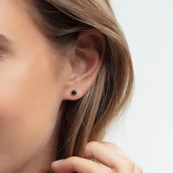 Outlet Black Stone Ear Studs Women Earrings