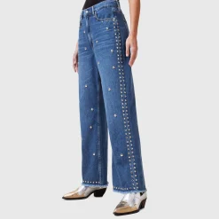 Best Blake Studded Wide Leg Jeans Women Denim