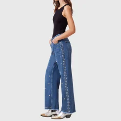 Best Blake Studded Wide Leg Jeans Women Denim