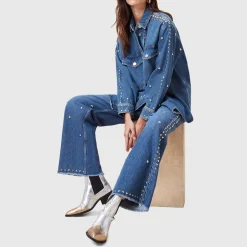 Best Blake Studded Wide Leg Jeans Women Denim