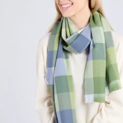 Outlet Block Check Extra Fine Scarf Women Scarves