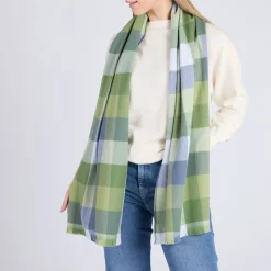 Outlet Block Check Extra Fine Scarf Women Scarves