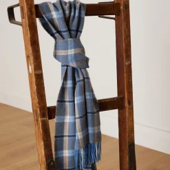 Online Blue & Mink Check Lambswool Scarf Women Scarves