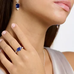 Discount Blue & White Stones Ring Women Rings