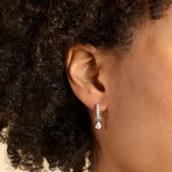 Blue Pear Charm Huggie Hoop Earrings Women Earrings