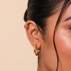 Clearance Bold 18k Gold-Plated Large Hoops Women Earrings