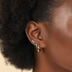 Hot Bold 18k Gold-Plated Medium Hoops Women Earrings