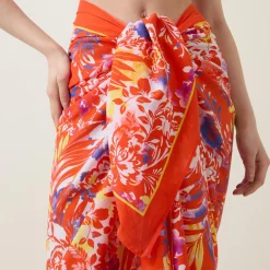 Online Border Pareo Floral Sarong Women Swimwear & Beachwear