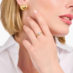 Discount Brilliant Cut Zirconia Gold-Plated Ring Women Rings