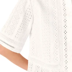 New Broderie Cropped Shirt Women Tops