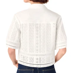 New Broderie Cropped Shirt Women Tops