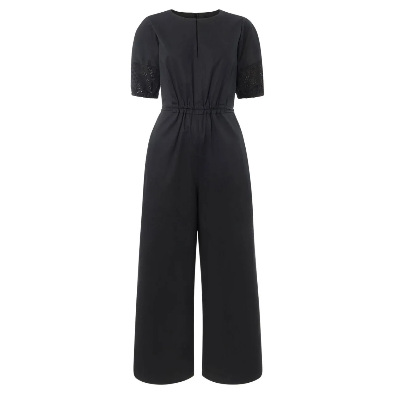Hot Broderie Cropped Straight Leg Jumpsuit Women Jumpsuits