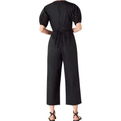 Hot Broderie Cropped Straight Leg Jumpsuit Women Jumpsuits