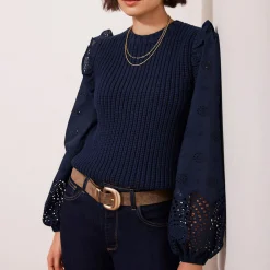 Sale Broderie Sleeve Sweater Women Sweaters & Cardigans
