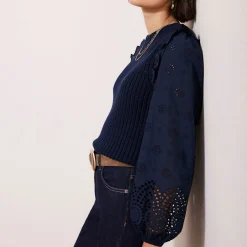 Sale Broderie Sleeve Sweater Women Sweaters & Cardigans