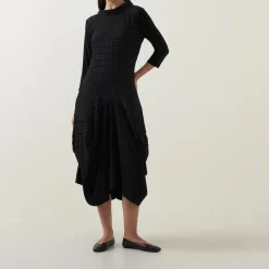 Bubble Jacquard Asymmetric Dress Women Dresses
