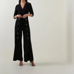 Outlet Button-Detail Wide Leg Jumpsuit Women Jumpsuits