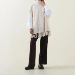 Cable Knit Fringed Cape Women Coats & Jackets|Sweaters & Cardigans