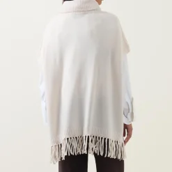 Cable Knit Fringed Cape Women Coats & Jackets|Sweaters & Cardigans