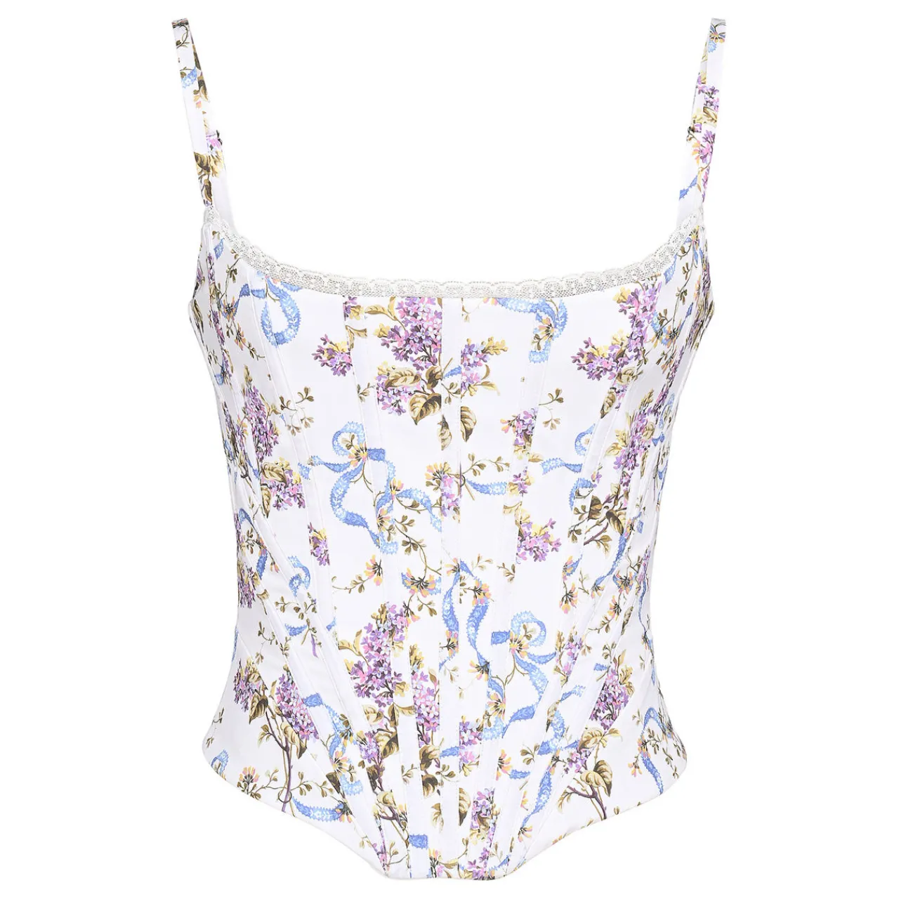 Hot Cadie Floral Ribbon Corset Top Women Tops