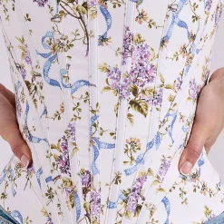 Hot Cadie Floral Ribbon Corset Top Women Tops