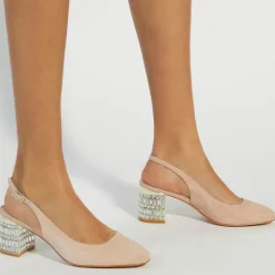 Discount Calena Embellished Slingback Block Heels Women Heels