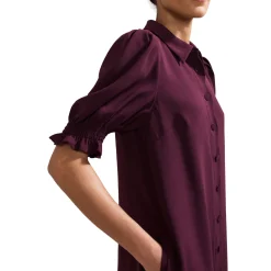 Hot Candice Scalloped Mini Shirt Dress Women Dresses