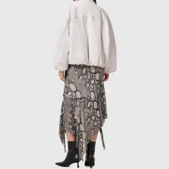 Discount Cassie Snakeskin Asymmetric Skirt Women Skirts