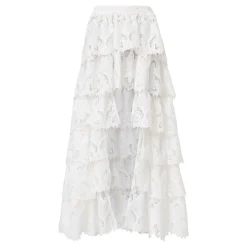 Cavarly Tiered Broderie Anglaise Skirt Women Skirts