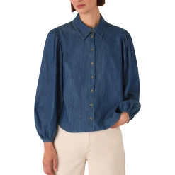 Discount Chambray Pleat Shirt Women Tops