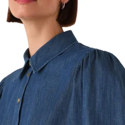 Discount Chambray Pleat Shirt Women Tops