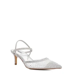 Best Charismatic Mesh Diamante Slingback Courts Women Heels