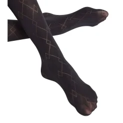 Check Mate Tights Black Women Hosiery
