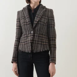 Best Check Single-Breasted Blazer Women Coats & Jackets