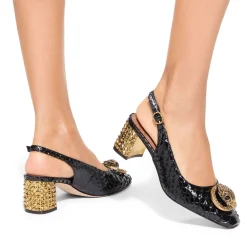 Hot Chelsea Snake-Effect Slingback Pumps Women Heels