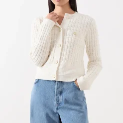 New Chin Textured Cardigan Women Sweaters & Cardigans