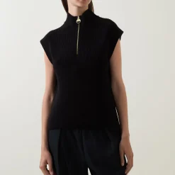 Clara Half-Zip Ribbed Knit Sweater Women Sweaters & Cardigans