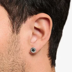 Classic Black Pavé Ear Studs Women Earrings