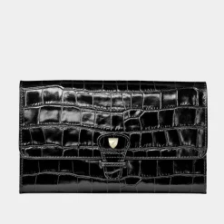 Classic Croc-Embossed Leather Travel Wallet Women Wallets
