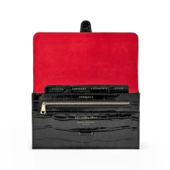 Classic Croc-Embossed Leather Travel Wallet Women Wallets