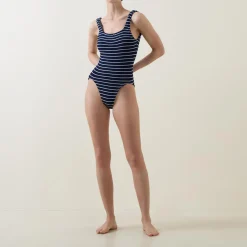New Classic Square Neck Striped Swimsuit Women Swimwear & Beachwear