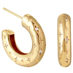 Sale Cosmic Star 18k Gold-Plated Hoops Women Earrings